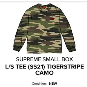 🔥NEW SUPREME TIGERSTRIPE SMALL BOX LOGO L/STSHIRT